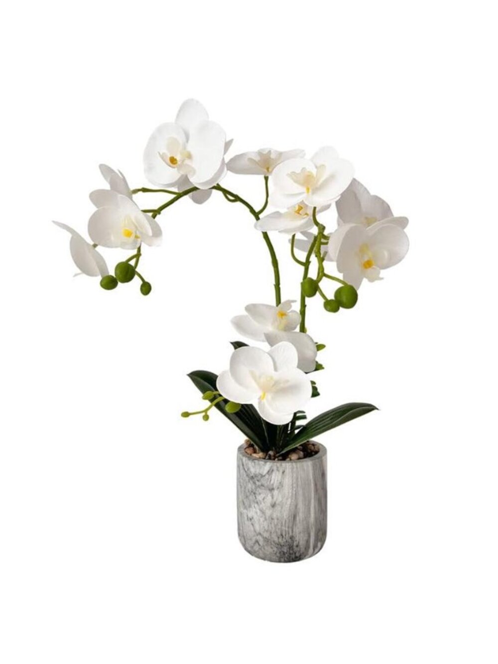 White Artificial Orchid Flowers Pot Faux Silk Phalaenopsis Wedding Table Decor